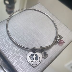 Star Wars charm memories bangle bracelet with Mom and Pink crystal